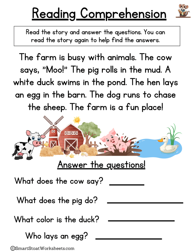 Download Kindergarten Reading Comprehension Sheets