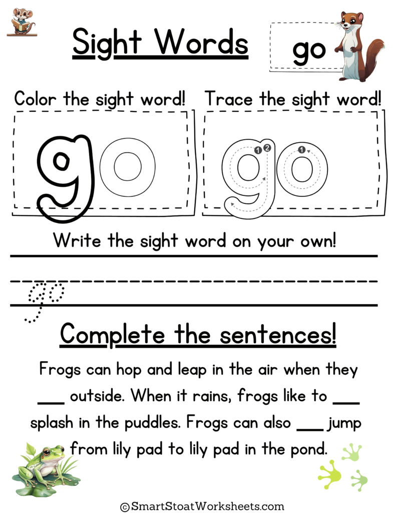 Pre-K Sight Words Worksheet