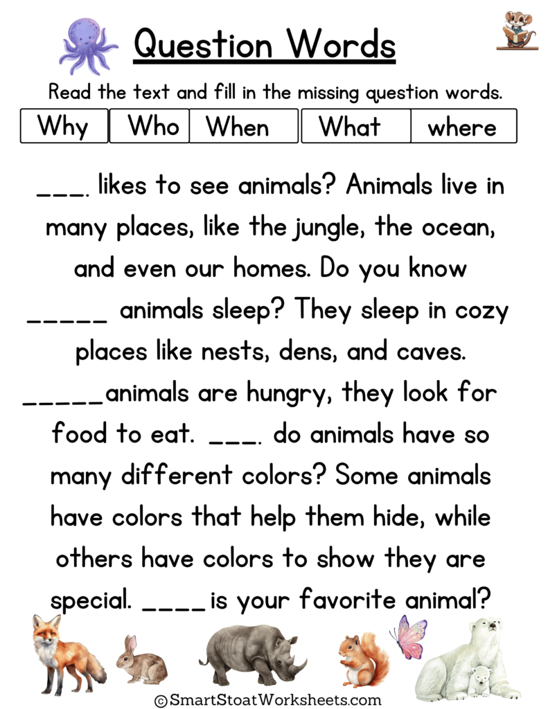 Download Wh Questions Worksheets for Preschool Kids