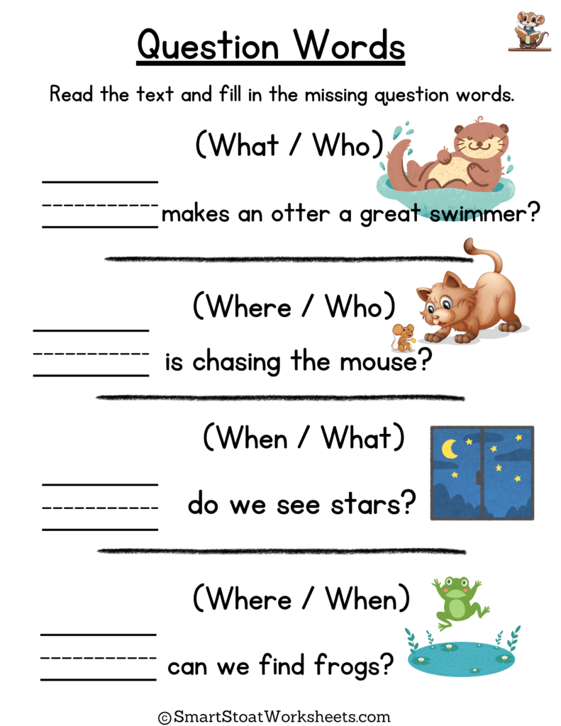 Download Who What When Where Worksheets for Kindergarten (PDF)