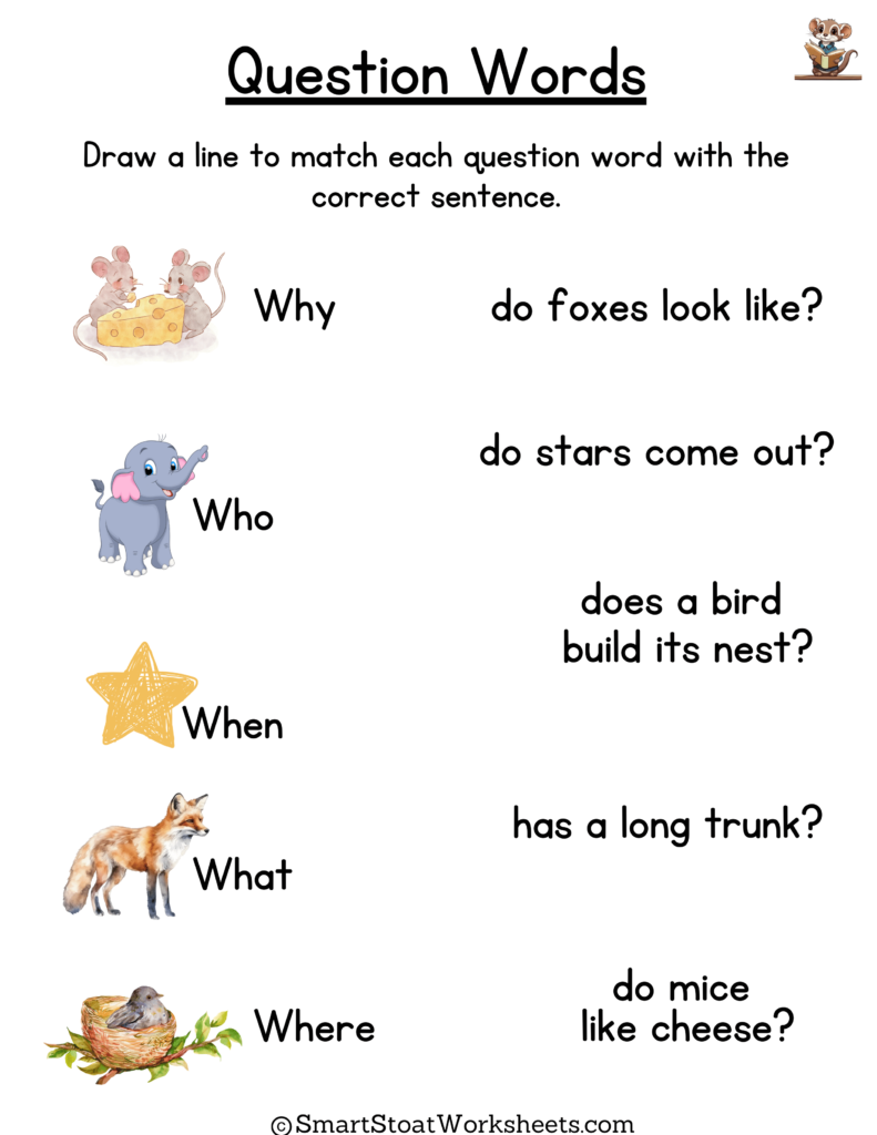 Download Who What When Where Worksheets for Kindergarten (PDF)