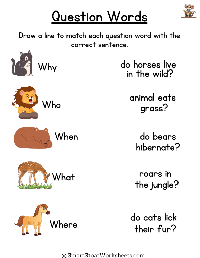 Download our Who What When Where Worksheets for Preschool Kids (Free PDF)