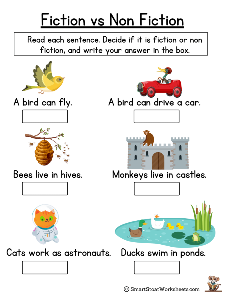 fiction vs non fiction worksheets