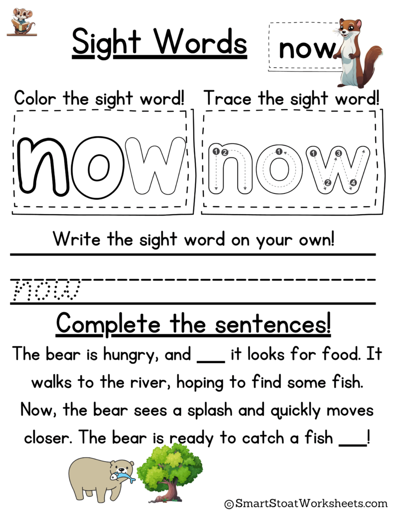 Kindergarten Sight Words for 5 Years Olds