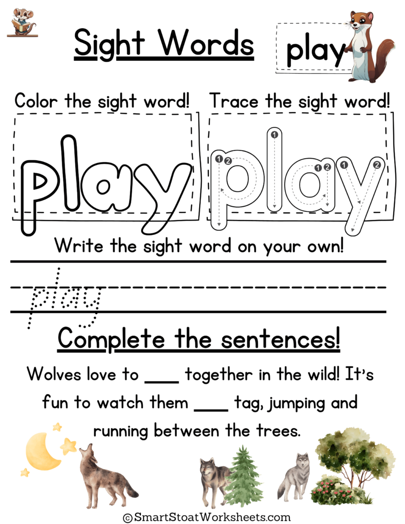 Kindergarten Sight Words Worksheets