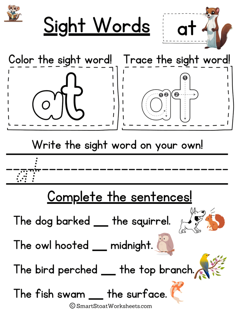 Kindergarten Sight Words Worksheets