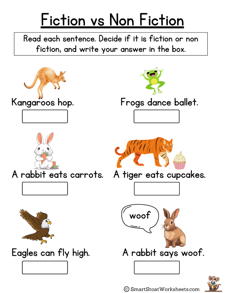 non fiction vs fiction worksheets