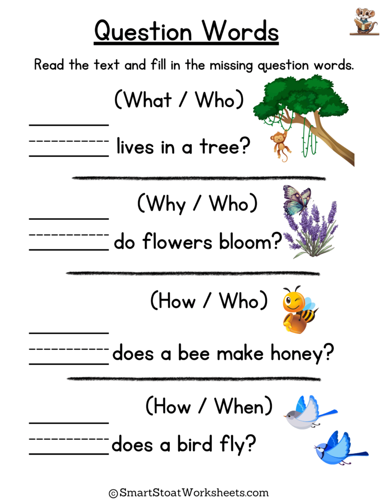 Download Wh Question Words Worksheet (PDF)