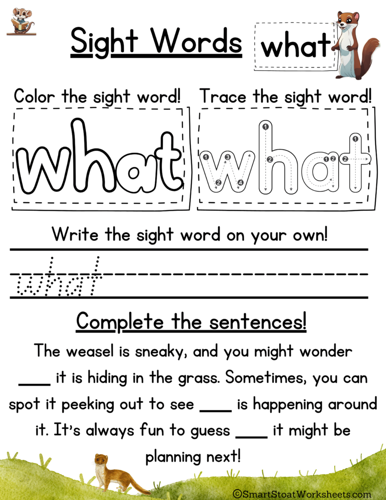 Sentences using sight words for kindergarten