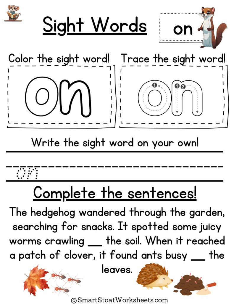 sentences using sight words for kindergarten