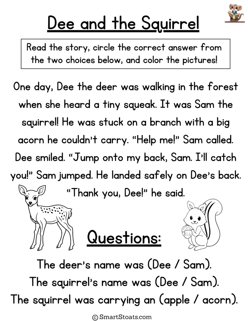 Easy short story for kindergarten kids, perfect for early beginner.