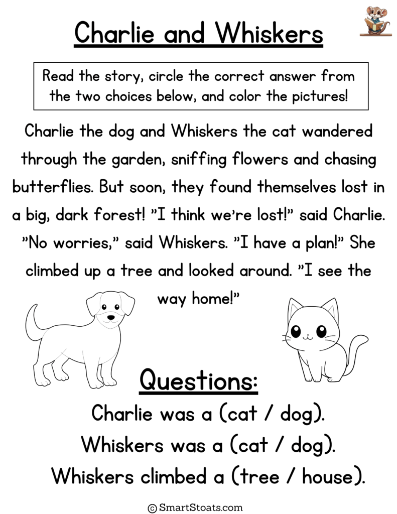 Downloadable short story for kindergarten children to read, perfect for early readers.