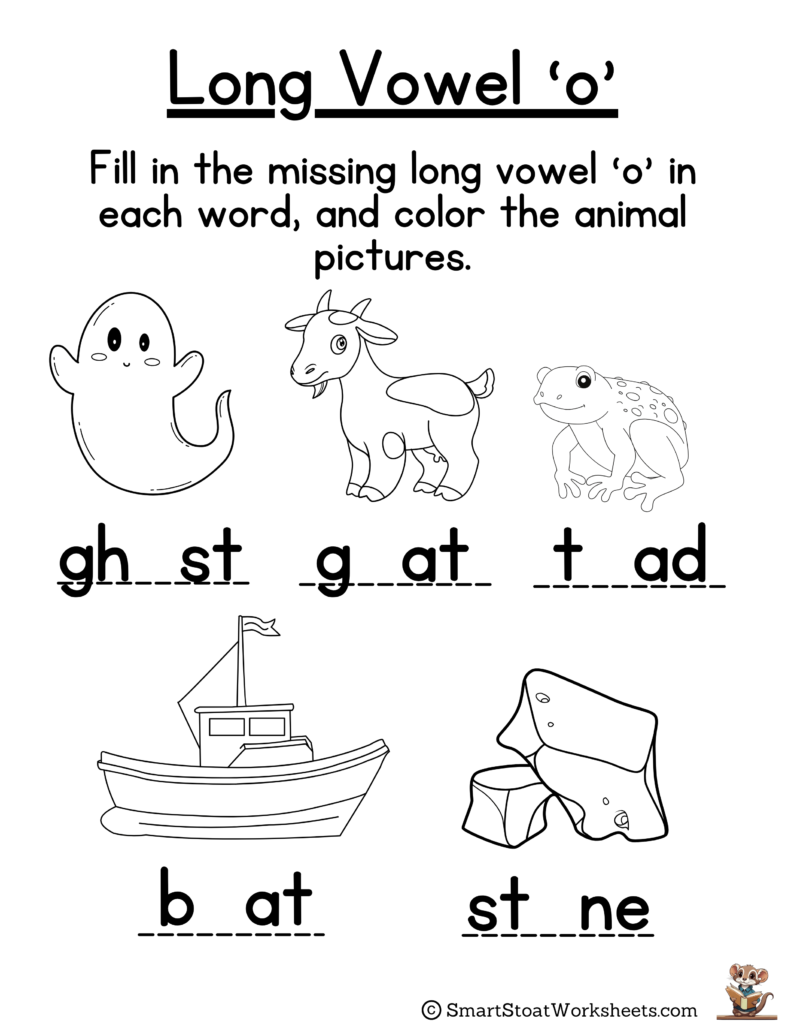 Download Long Vowel O Worksheet