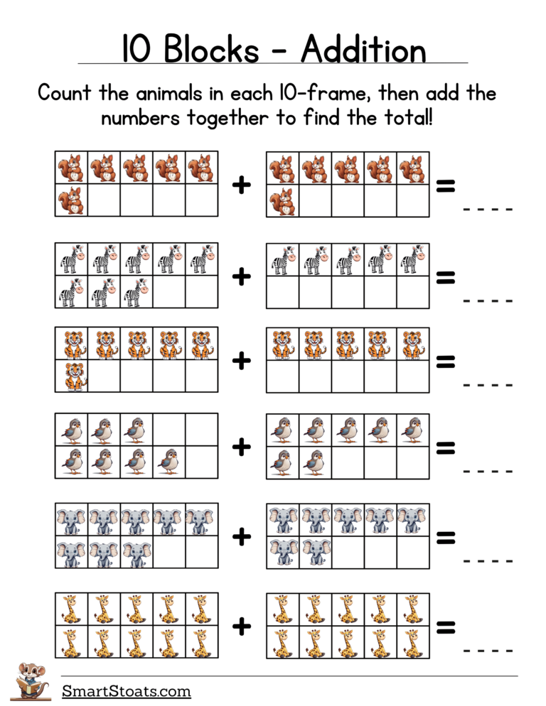 Addition with Ten Frames Worksheets | Download Free PDF