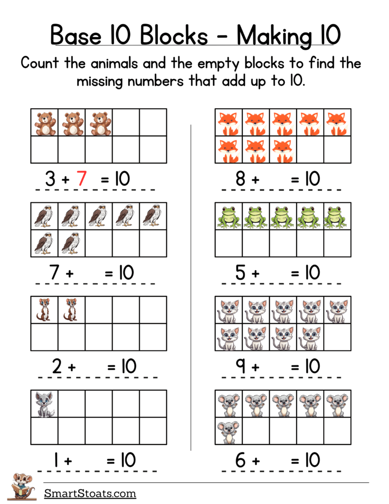 Download our free Make 10 worksheets—perfect for teaching 1st graders math in a fun and engaging way.