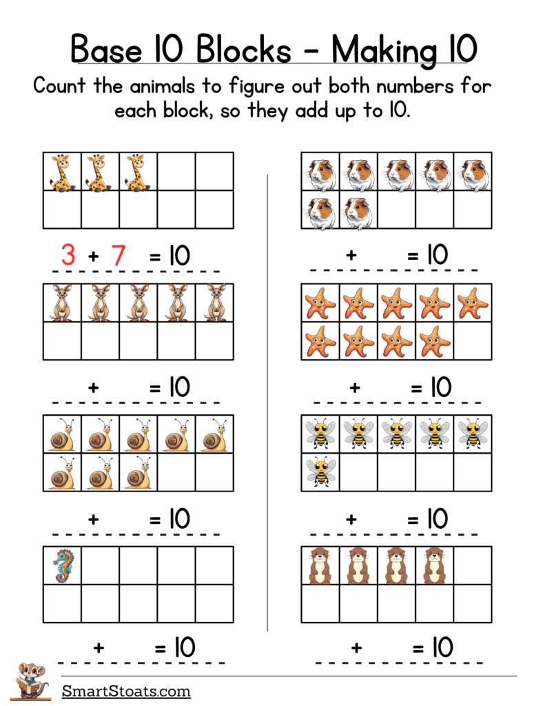 Download our free Make 10 worksheets—perfect for teaching 1st graders math in a fun and engaging way.