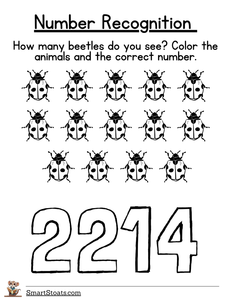 Download number recognition worksheet for 1 to 20 in PDF format. Click to access the printable resource.