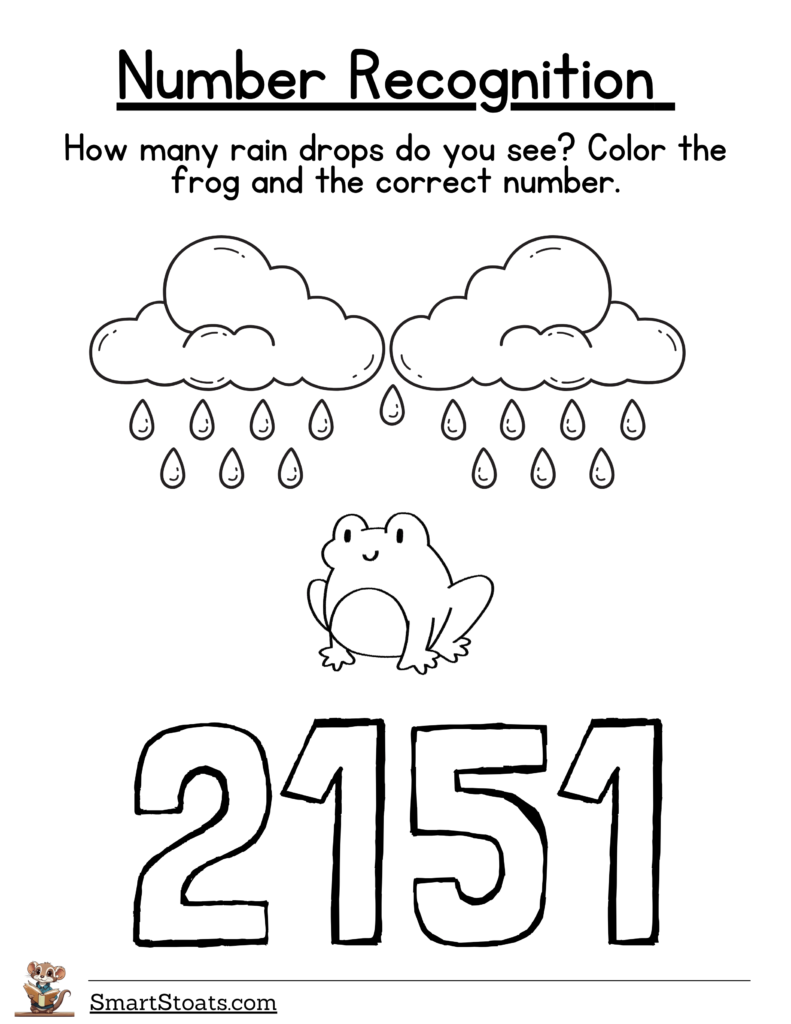 Download number recognition worksheet for 1 to 20 in PDF format. Click to access the printable resource.