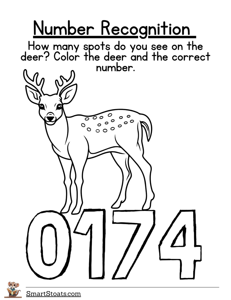 Download number recognition worksheet for 1 to 20 in PDF format. Click to access the printable resource.