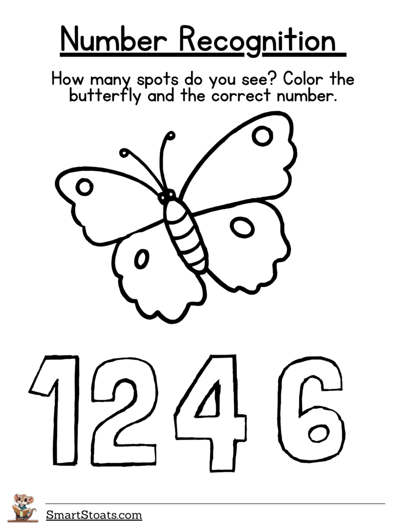 Download number recognition worksheet for 1 to 20 in PDF format. Click to access the printable resource.