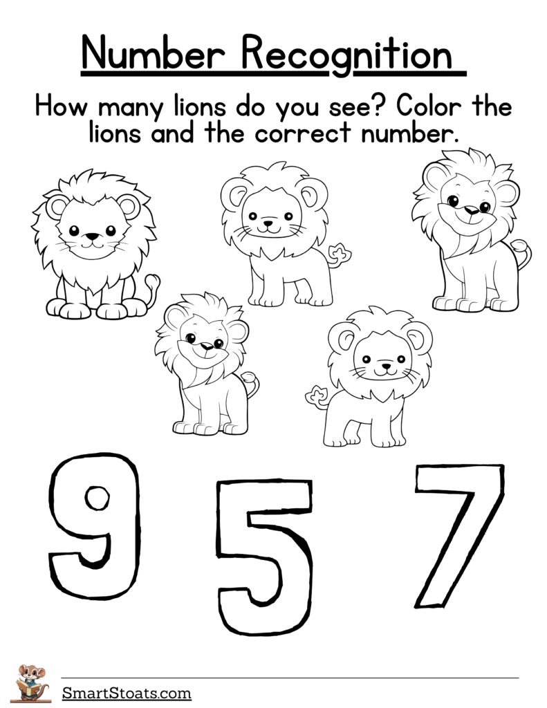 Download number recognition worksheet for 1 to 20 in PDF format. Click to access the printable resource.