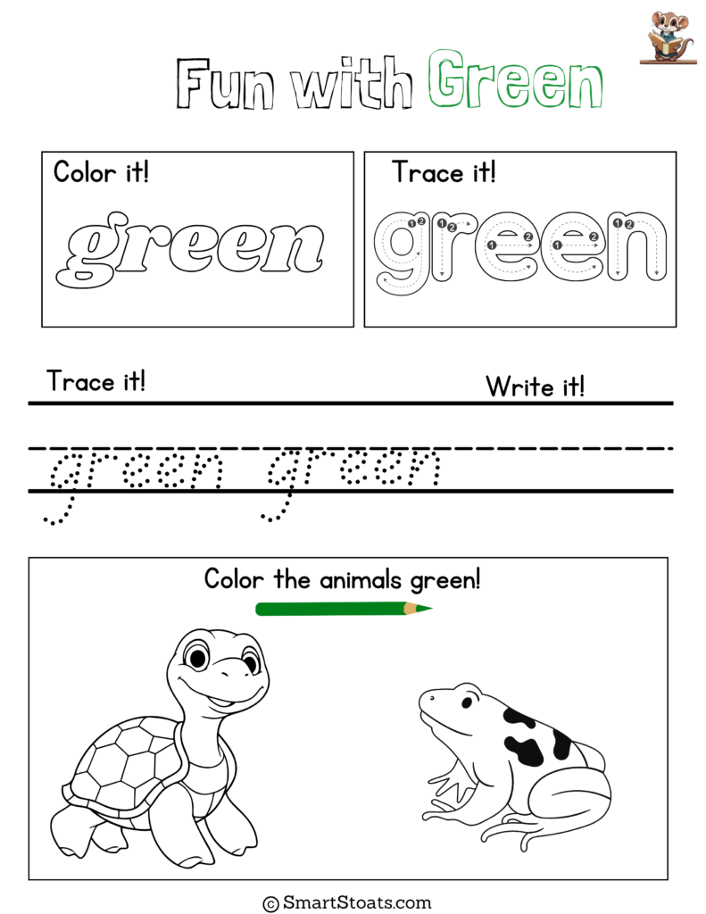 Download free colors worksheets for kindergarten as a PDF – featuring color activities to help children learn colors and practice writing.