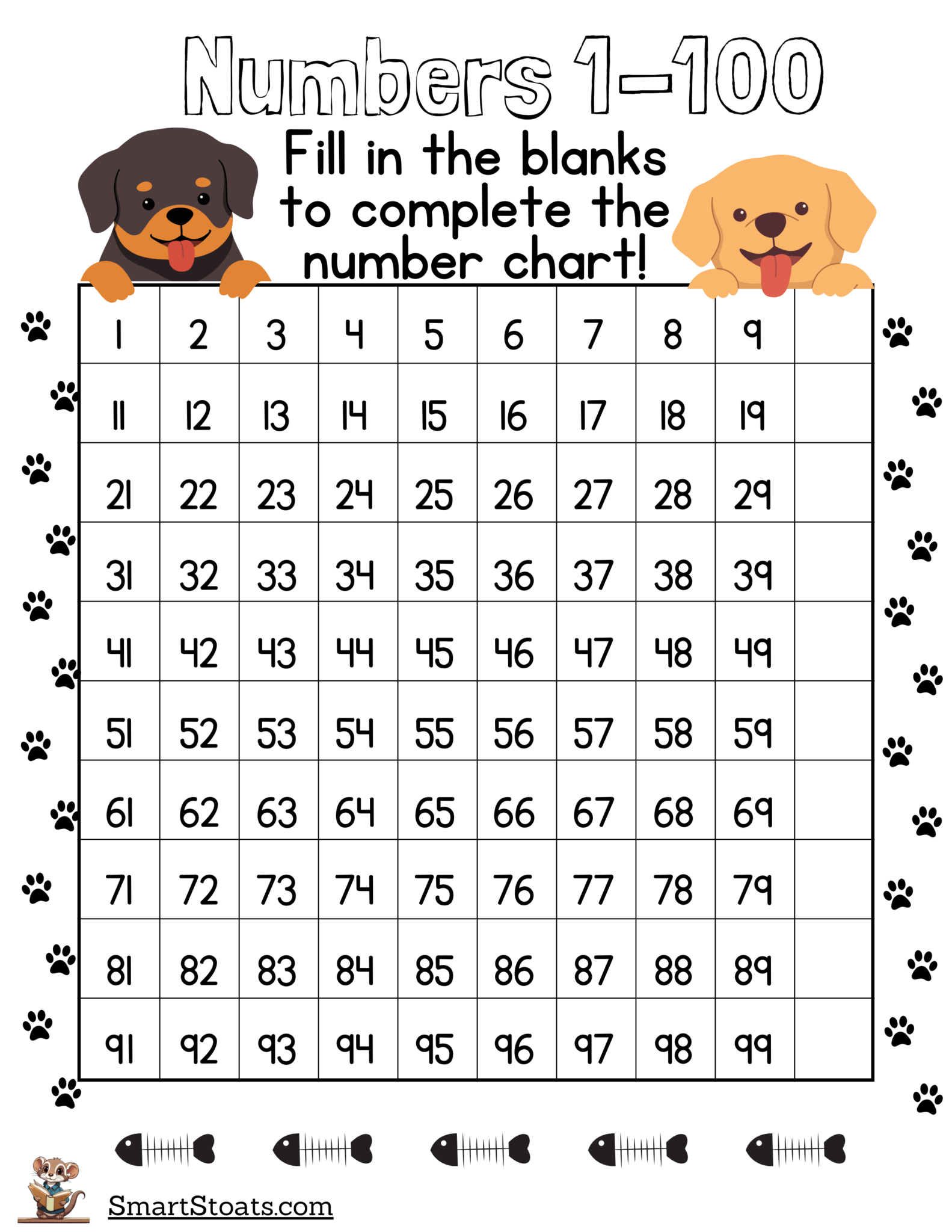 Numbers 1 to 100 Worksheet | Free Printable