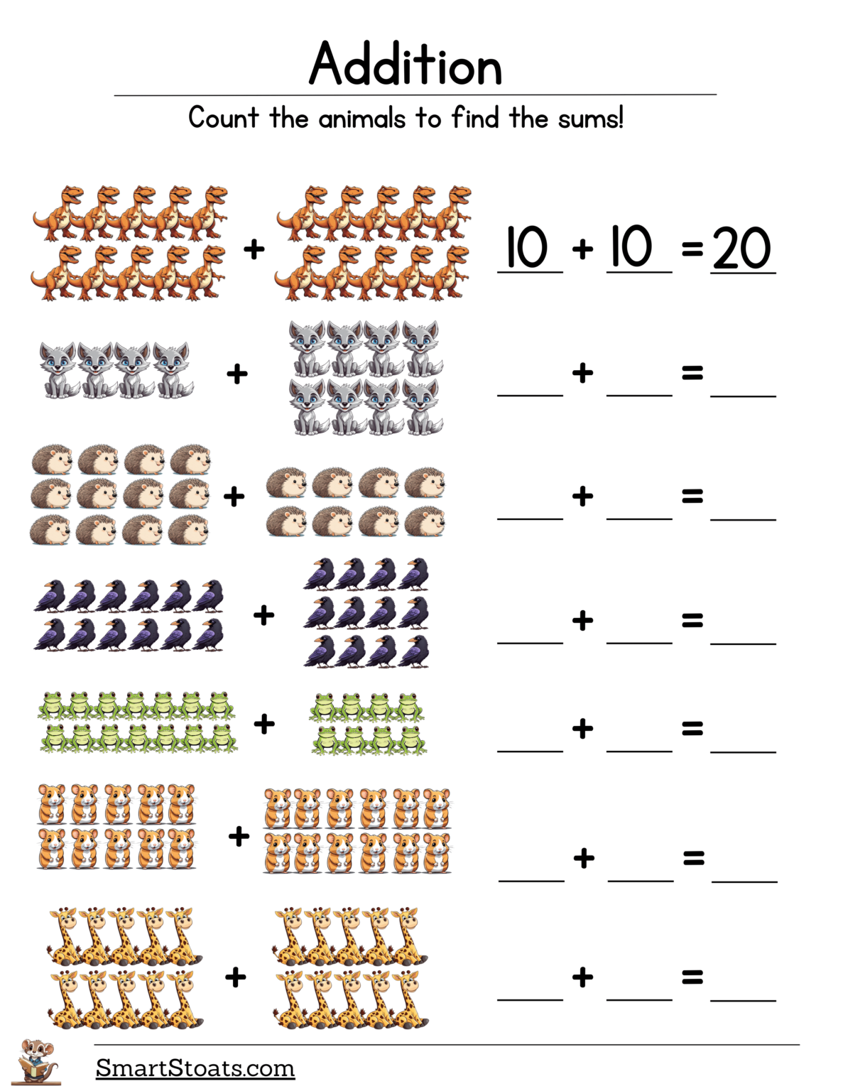 Addition Worksheet with Pictures | Class 1