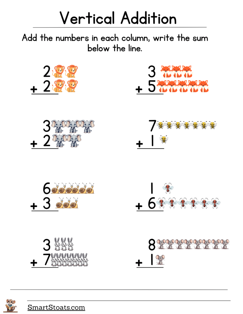 Click and download our column addition worksheet for free.