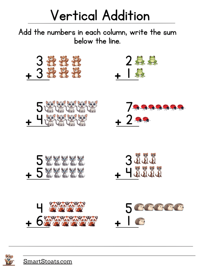 Click and download our column addition worksheet for free.