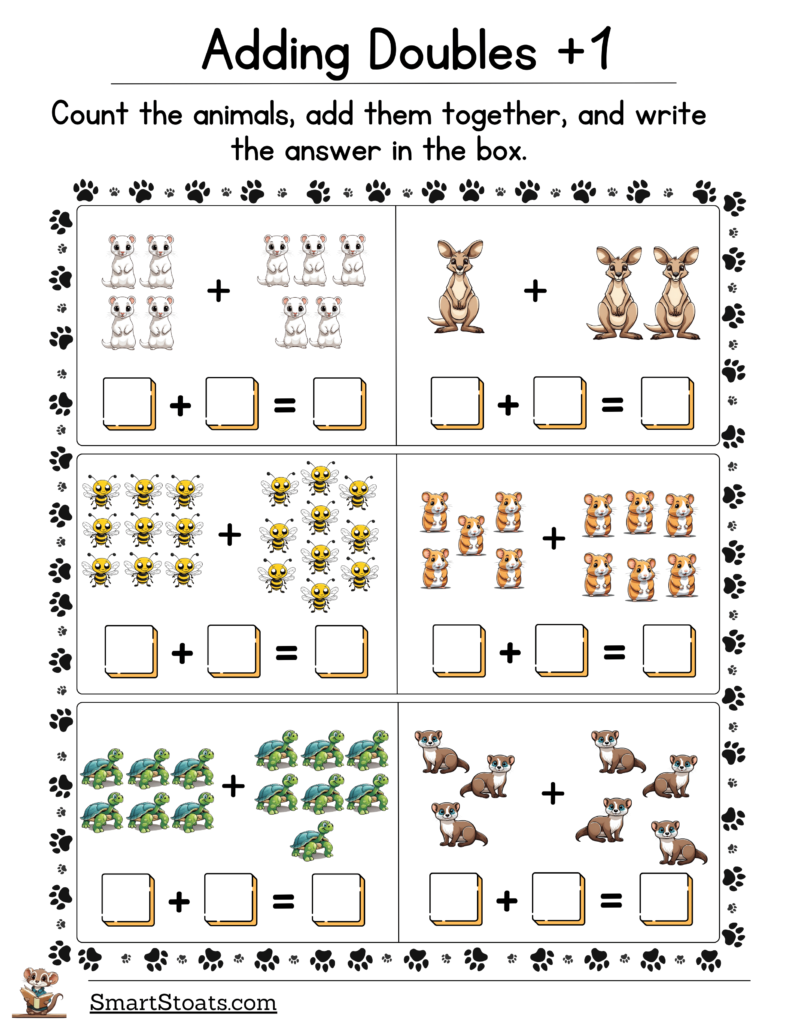 Download our free Doubles Plus 1 worksheet today!