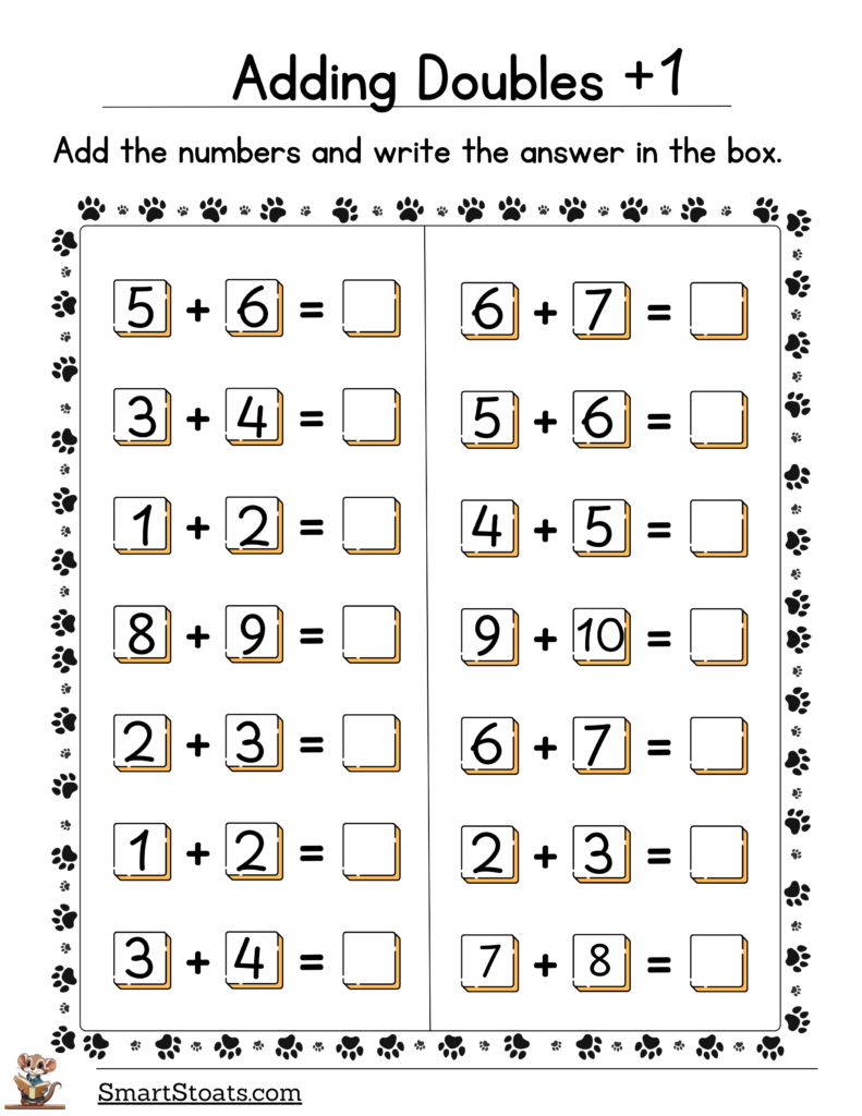 Download our free Doubles Plus One worksheet today!