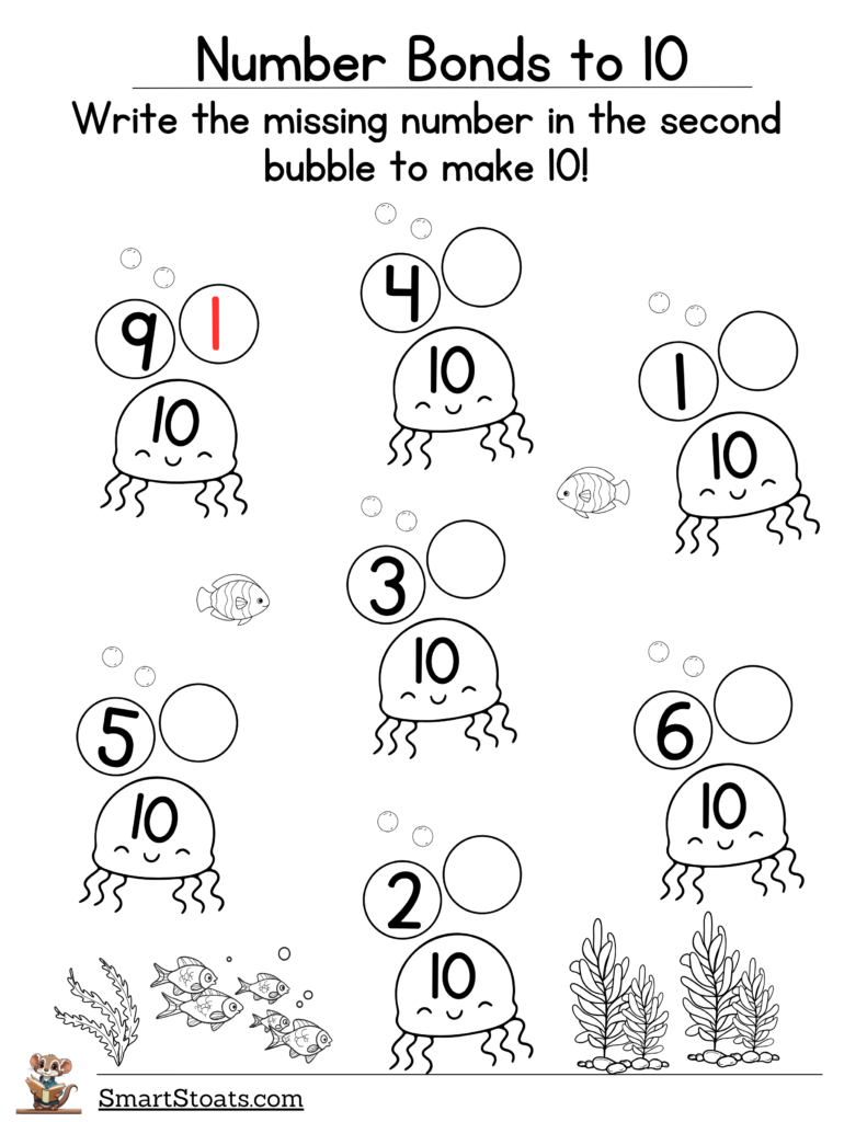 Click and download our free "friends of ten" Worksheet for KG and 1st Grade kids.