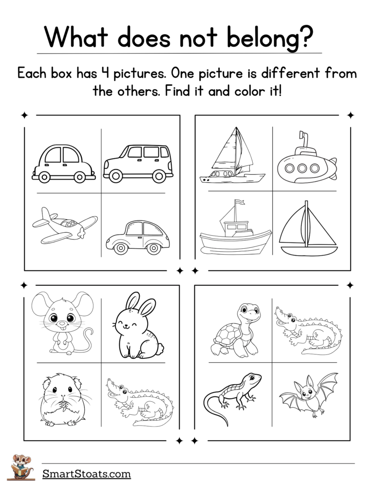What does not belong | Odd One Out Worksheets for 1st Grade