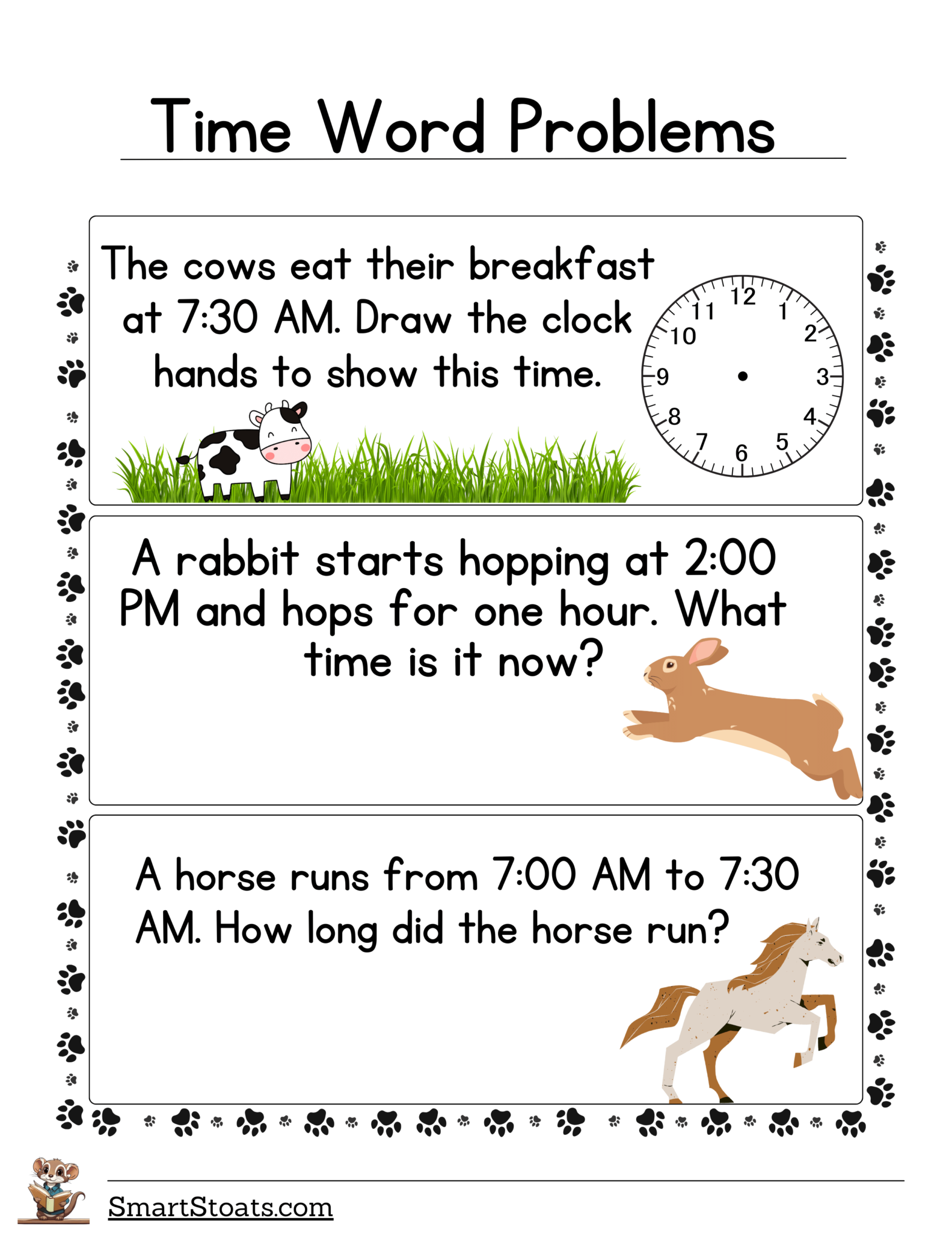 Time Word Problems Worksheets for 1st Grade | Free Download