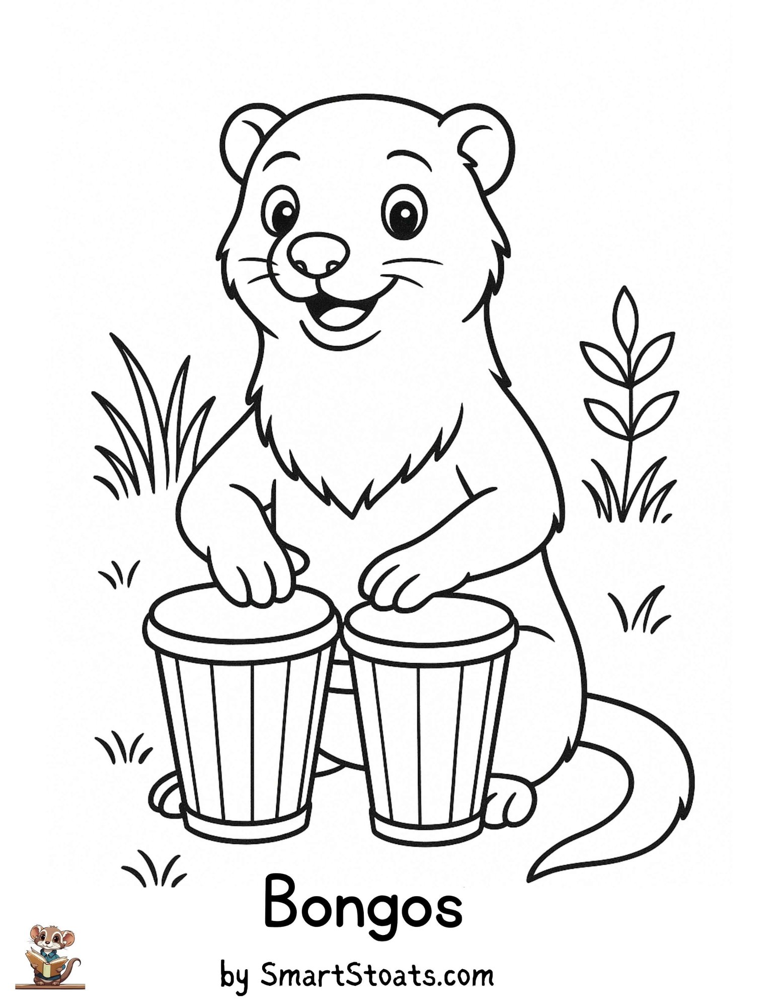 Bongos Coloring Page – Printable PDF for Kids by SmartStoats
