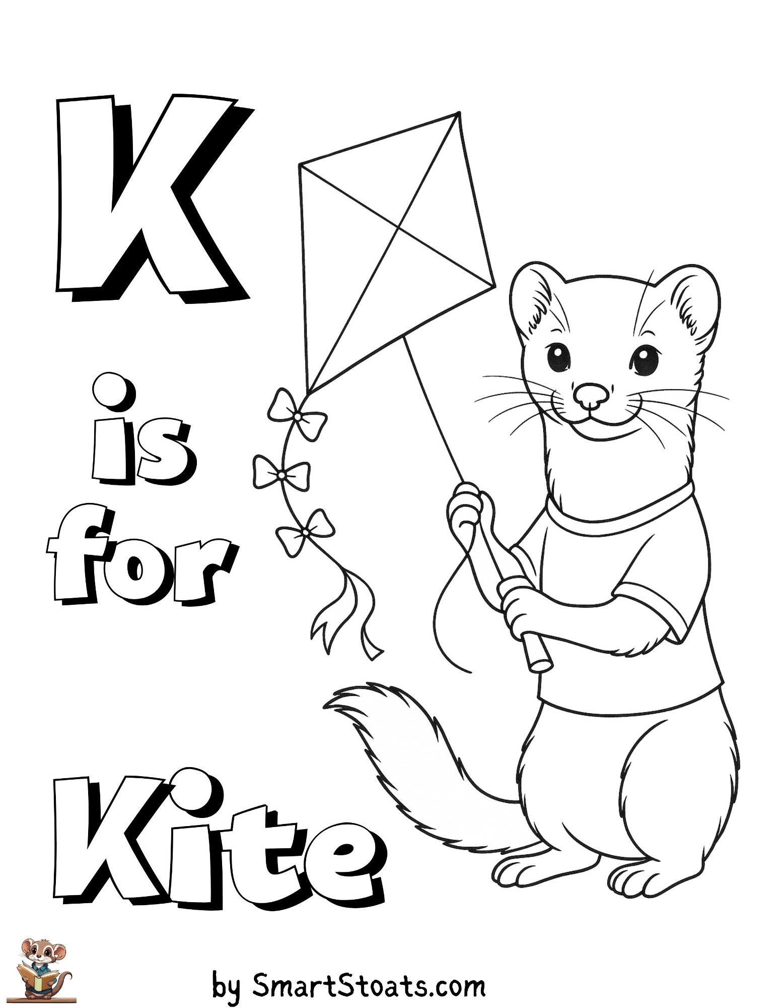 Free Letter K is for Kite Coloring Page | by SmartStoats