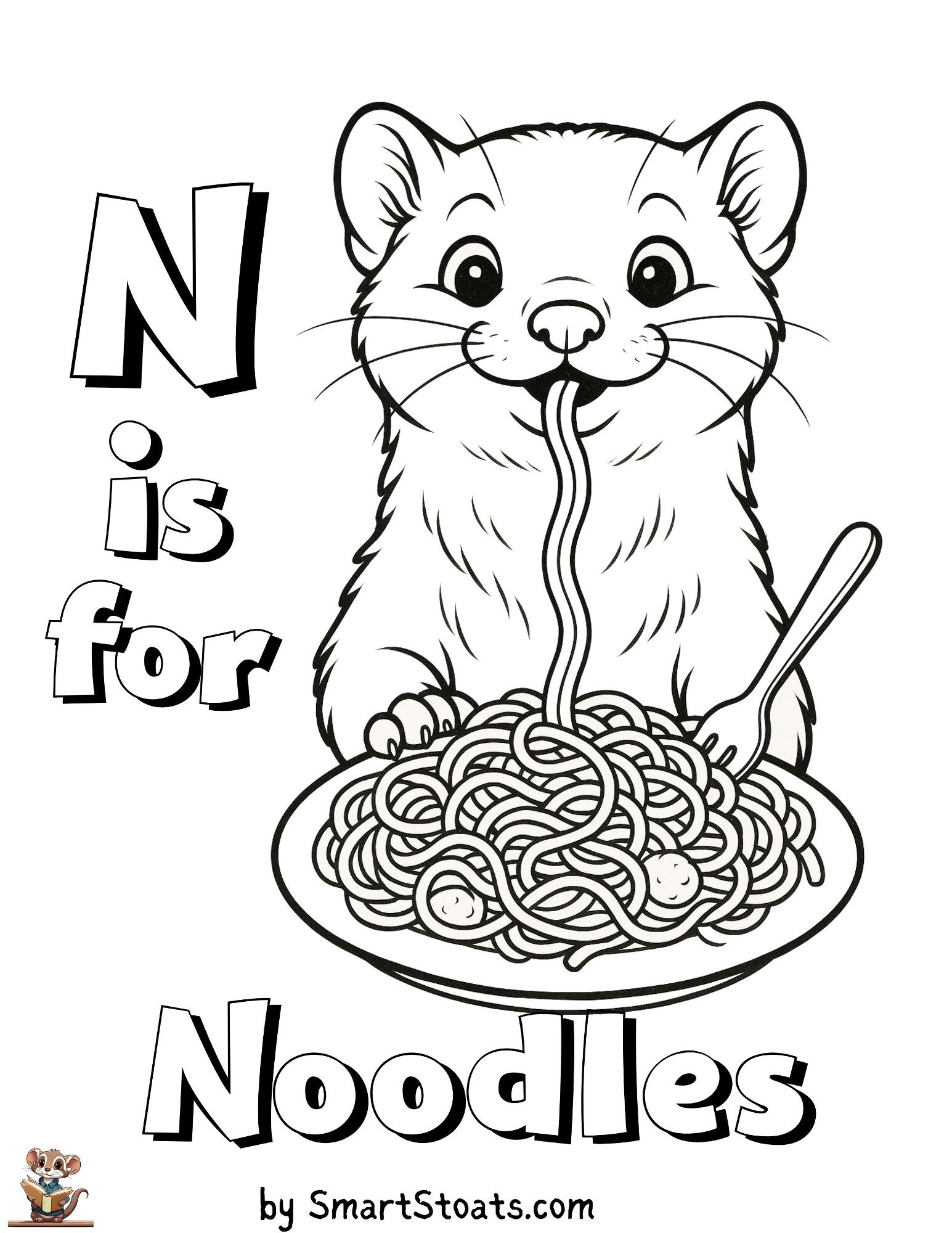 Free Letter N is for Noodles Coloring Page | by SmartStoats