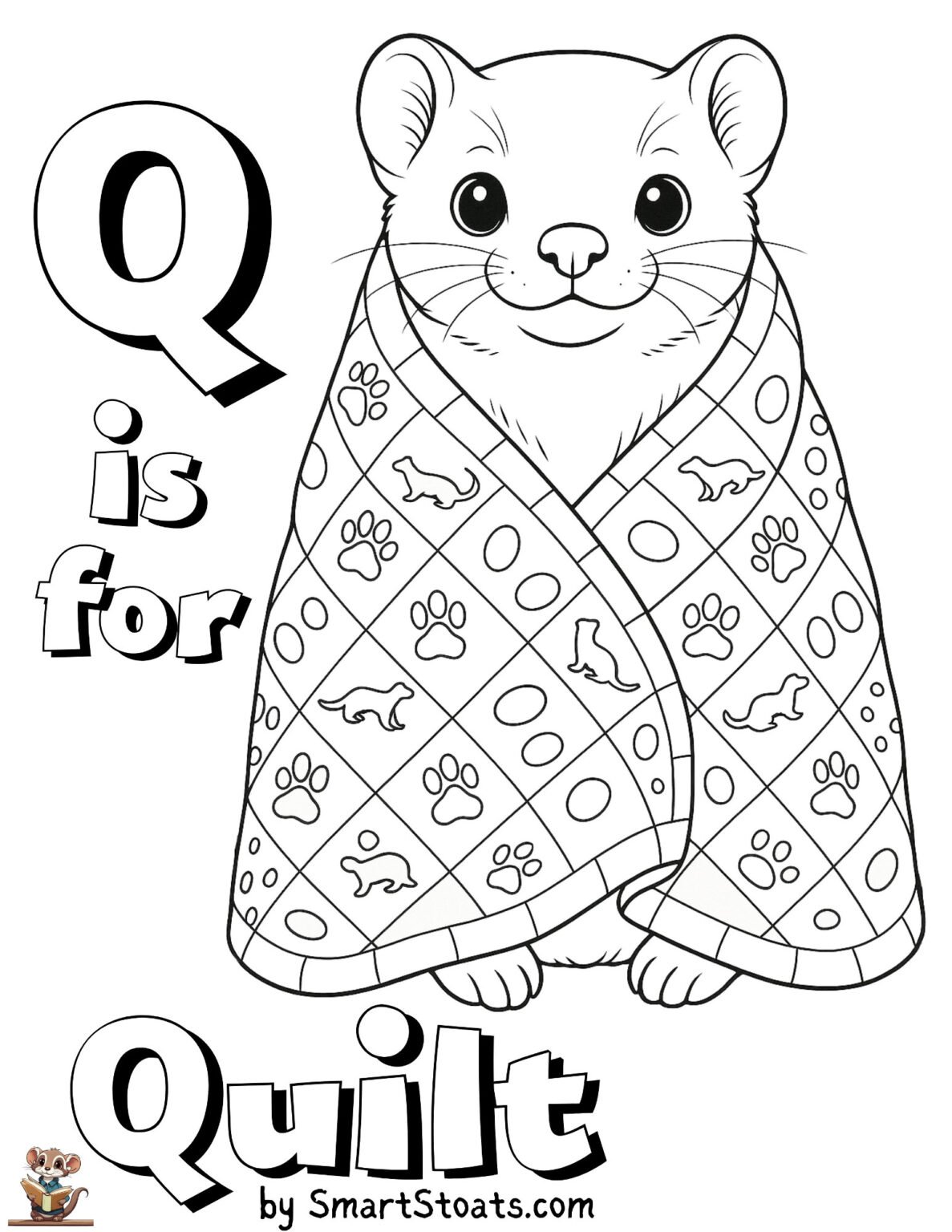 Free Letter Q is for Quilt Coloring Page | by SmartStoats