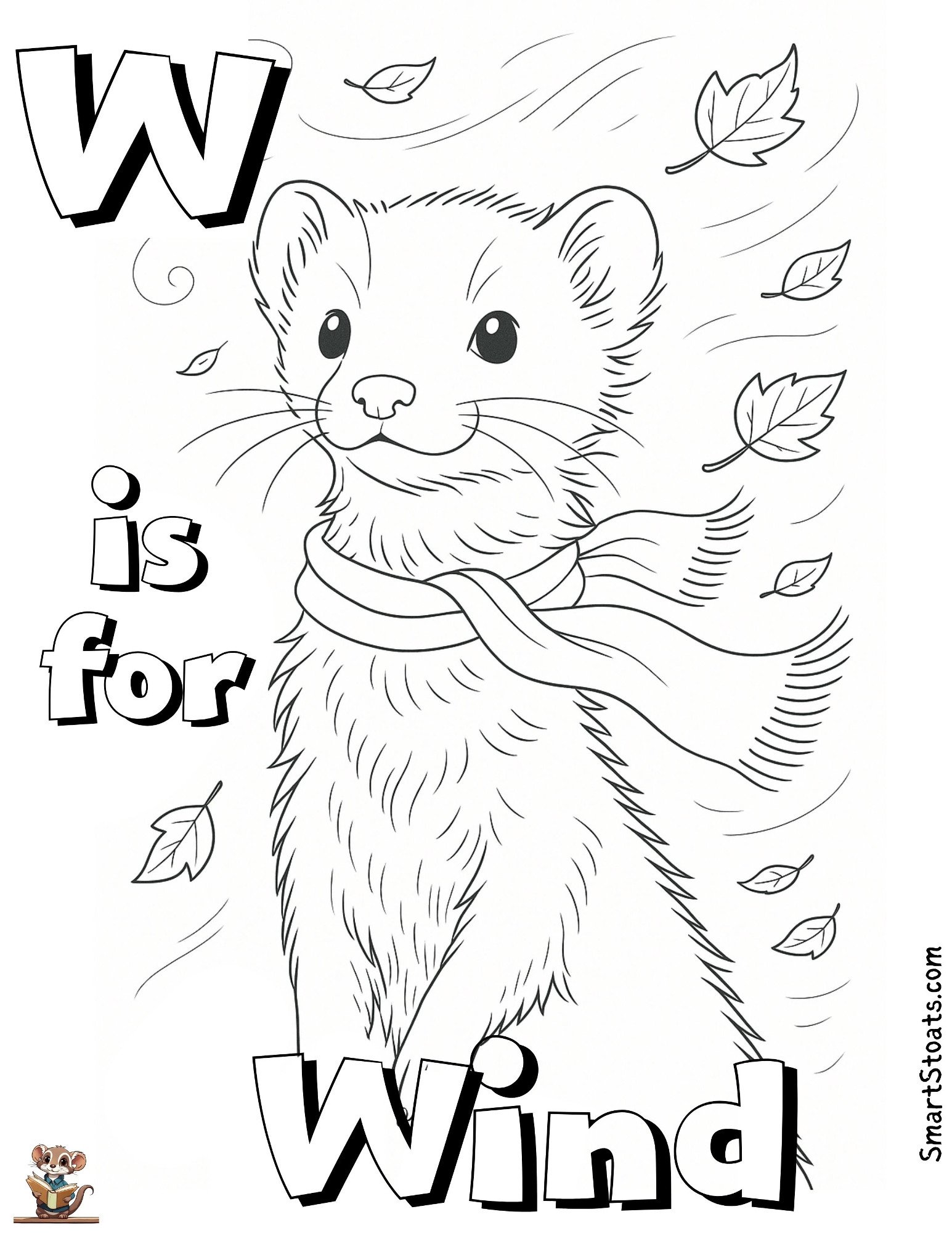 Free Letter W is for Wind Coloring Page | by SmartStoats